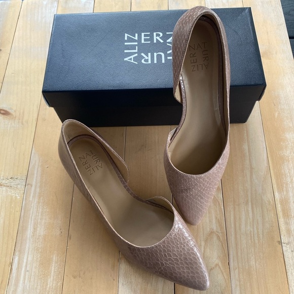Naturalizer Shoes - Naturalizer Belina Gray Snake Print Pointed Block Heel Pumps Women’s Size 9W